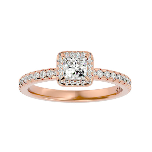 Cherry halo diamond engagement ring