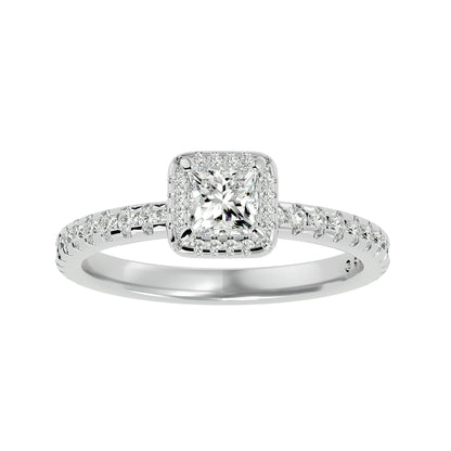 Cherry halo diamond engagement ring