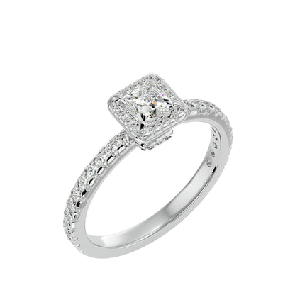 Cherry halo diamond engagement ring