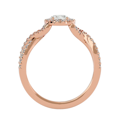 Adere Round halo criss cross diamond engagement ring