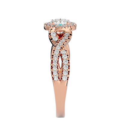 Adere Round halo criss cross diamond engagement ring