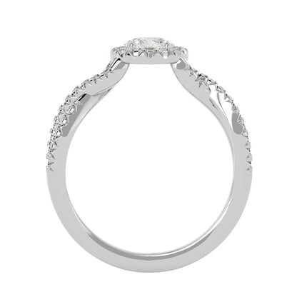 Adere Round halo criss cross diamond engagement ring