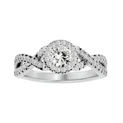 Adere Round halo criss cross diamond engagement ring