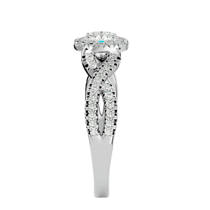 Adere Round halo criss cross diamond engagement ring