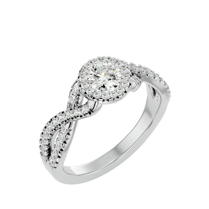 Adere Round halo criss cross diamond engagement ring