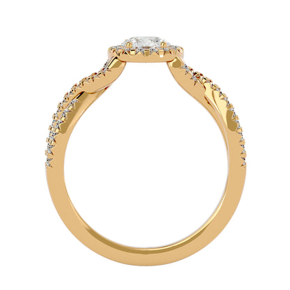 Adere Round halo criss cross diamond engagement ring