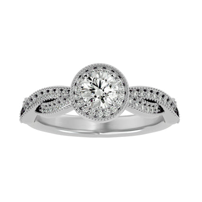Simmy Round halo diamond engagement ring