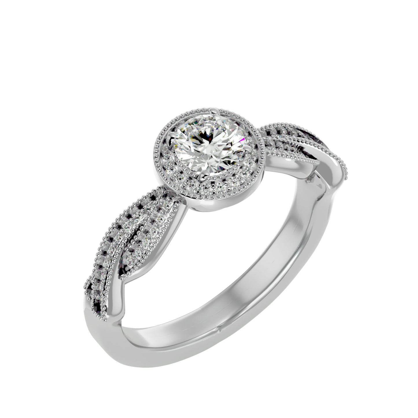Simmy Round halo diamond engagement ring