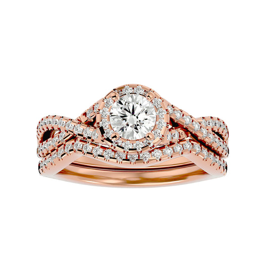 Noemi Halo Criss Cross Diamond Engagement Ring