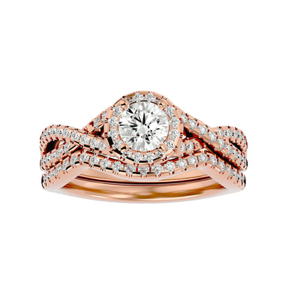 Noemi Halo Criss Cross Diamond Engagement Ring