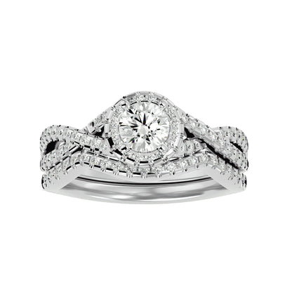 Noemi Halo Criss Cross Diamond Engagement Ring