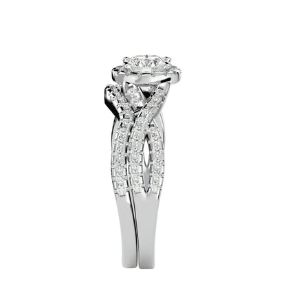 Noemi Halo Criss Cross Diamond Engagement Ring