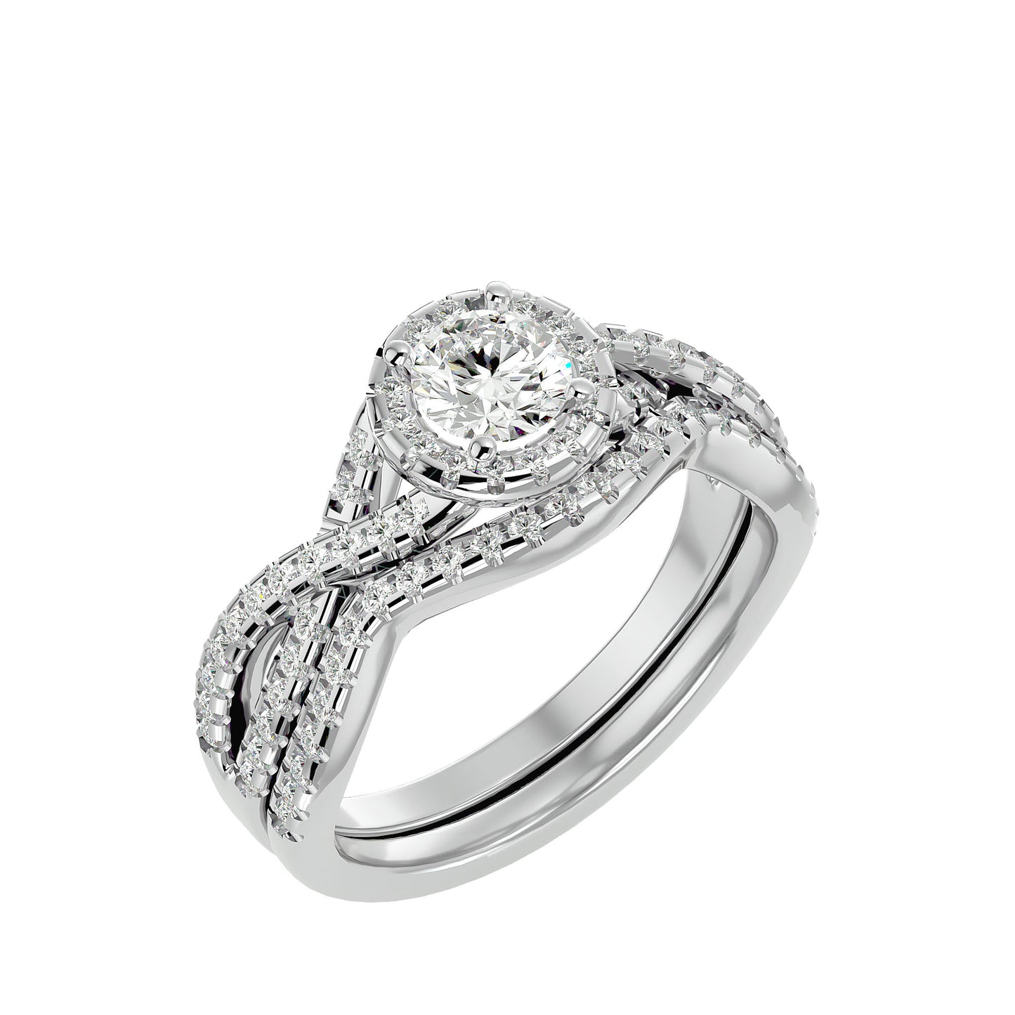 Noemi Halo Criss Cross Diamond Engagement Ring