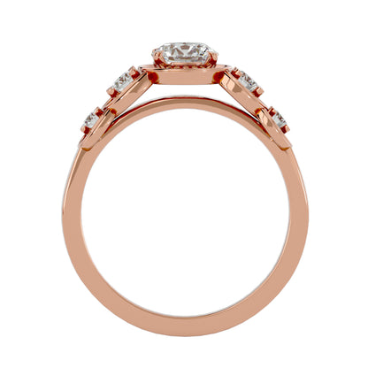 5 round halo diamond engagement ring