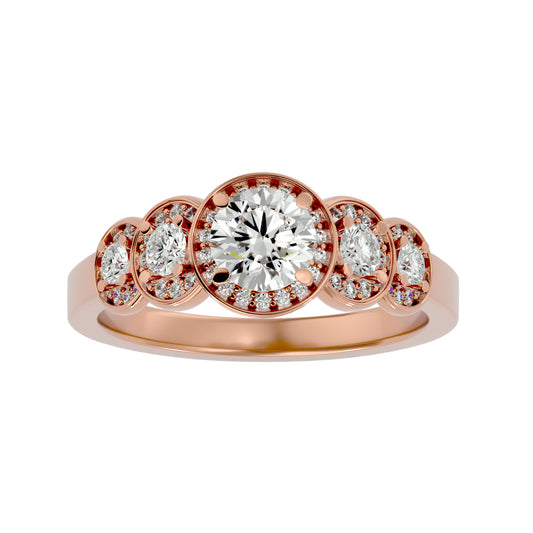 5 round halo diamond engagement ring