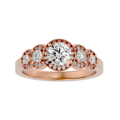 5 round halo diamond engagement ring