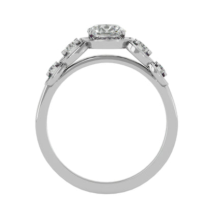 5 round halo diamond engagement ring