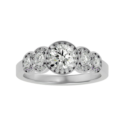 5 round halo diamond engagement ring