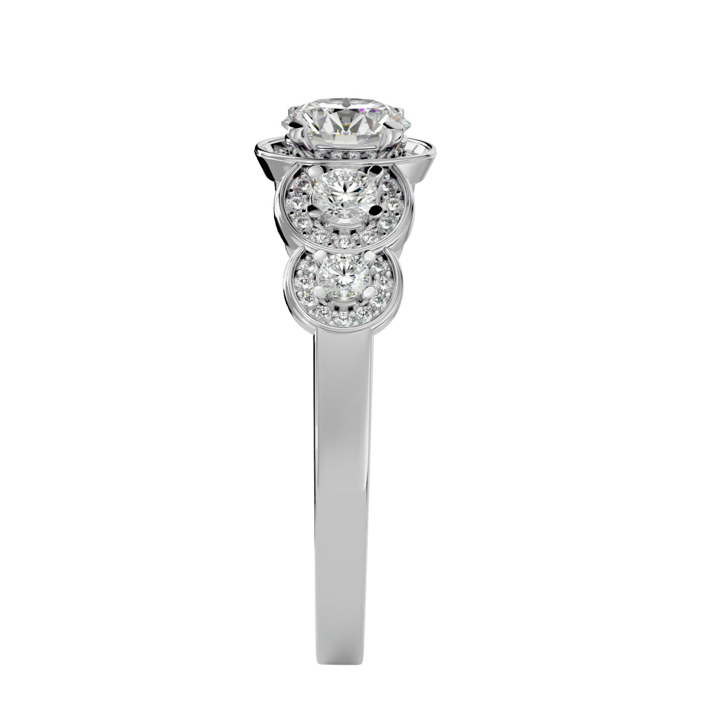 5 round halo diamond engagement ring