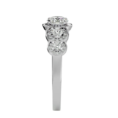 5 round halo diamond engagement ring