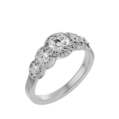 5 round halo diamond engagement ring