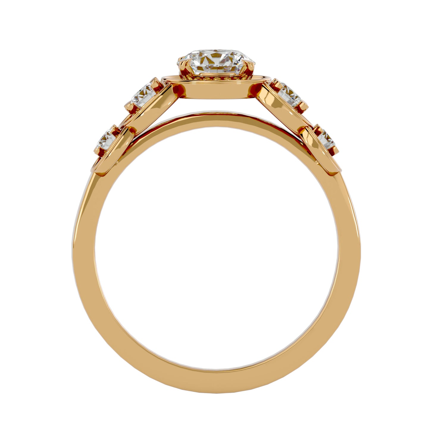 5 round halo diamond engagement ring