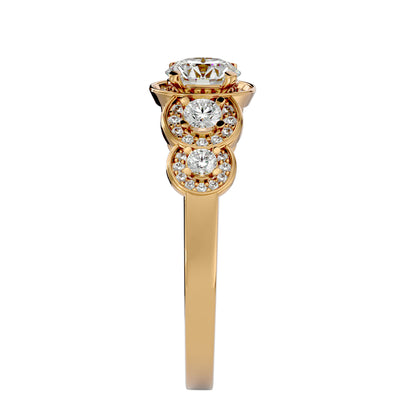 5 round halo diamond engagement ring