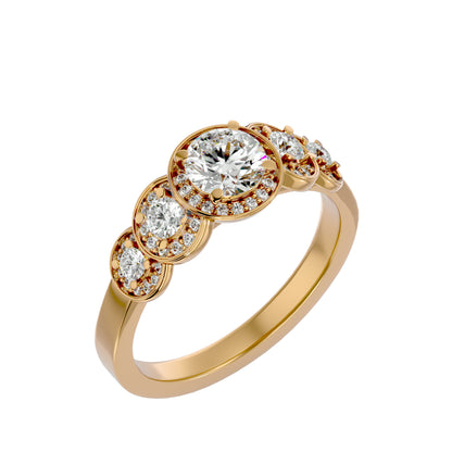 5 round halo diamond engagement ring