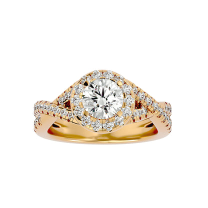 Bea criss cross diamond engagement ring