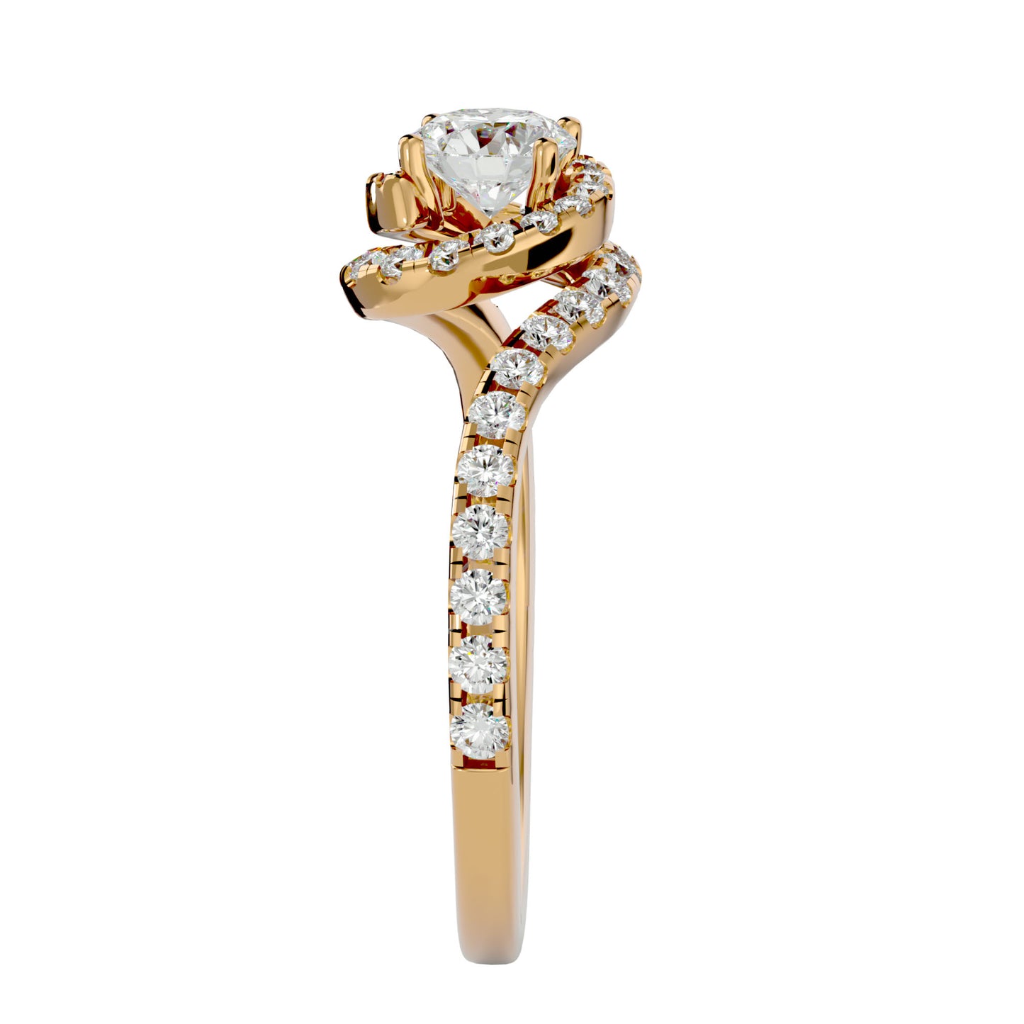 Round spiral diamond engagement ring