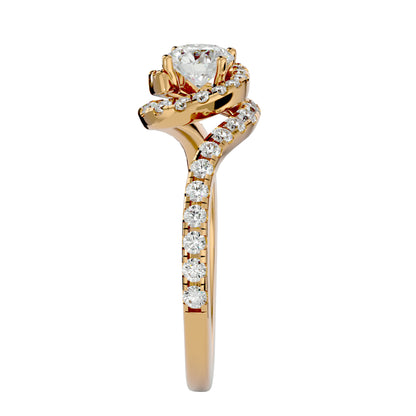 Round spiral diamond engagement ring