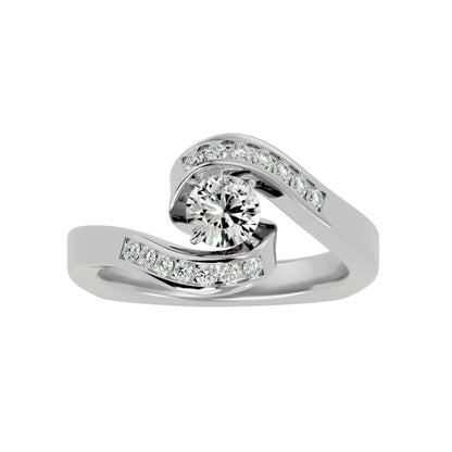 Bypass euro shank diamond engagement ring
