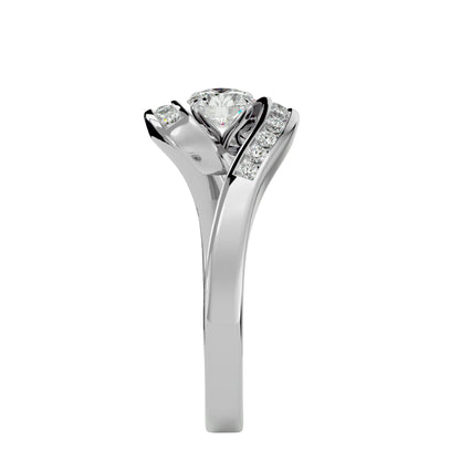 Bypass euro shank diamond engagement ring
