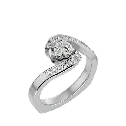 Bypass euro shank diamond engagement ring