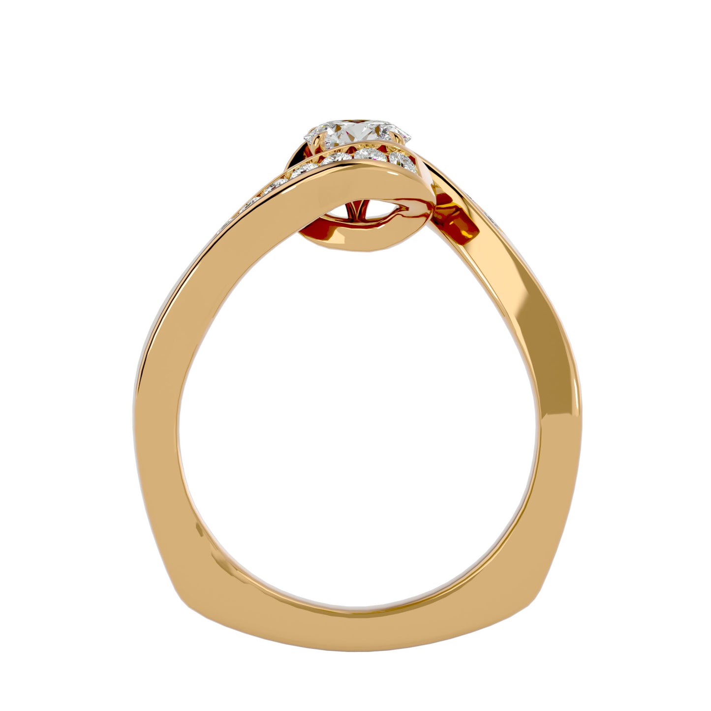 Bypass euro shank diamond engagement ring
