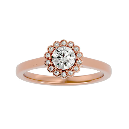 Flower Round diamond engagement ring