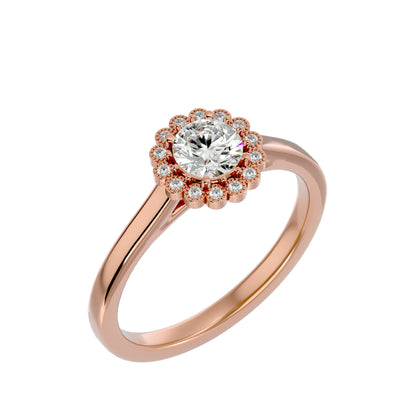 Flower Round diamond engagement ring