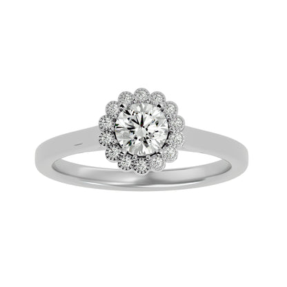 Flower Round diamond engagement ring