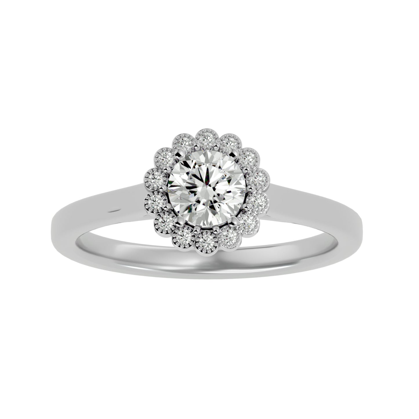 Flower Round diamond engagement ring