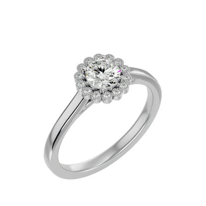 Flower Round diamond engagement ring