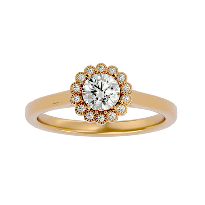 Flower Round diamond engagement ring