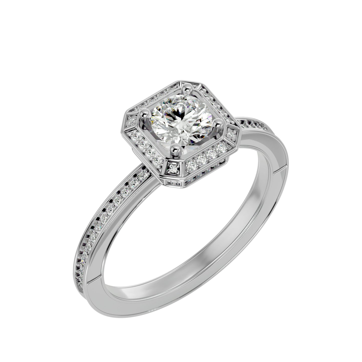 Dora Halo diamond engagement ring