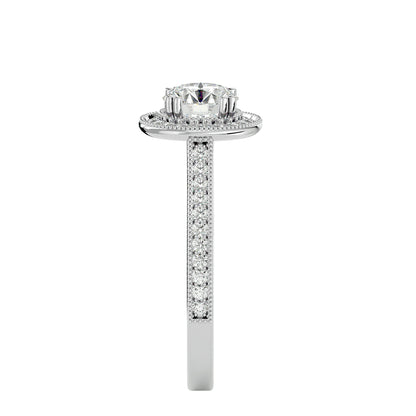 Split prong halo diamond engagement ring