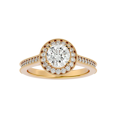 Split prong halo diamond engagement ring