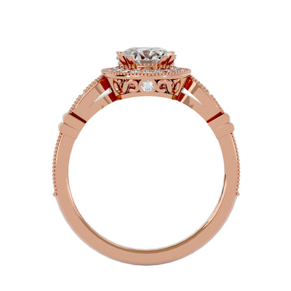 Aisley halo milligrain diamond engagement ring