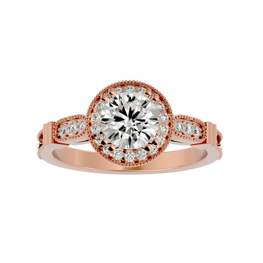 Aisley halo milligrain diamond engagement ring