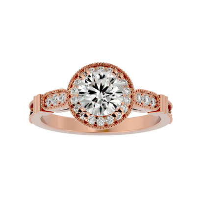 Aisley halo milligrain diamond engagement ring