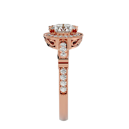 Aisley halo milligrain diamond engagement ring