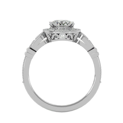 Aisley halo milligrain diamond engagement ring