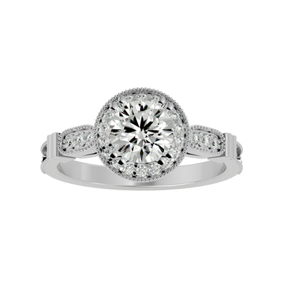 Aisley halo milligrain diamond engagement ring